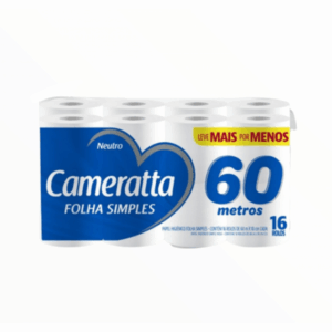 Papel Higiénico Cameratta 16 rollos de 60 mts hoja simple