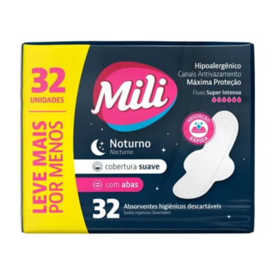 Adherentes Nocturnos Mili Suave con alas  x 32 unidades