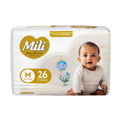 Pañales Mili Talle M de 5 a 9,5kg x 26 unidades