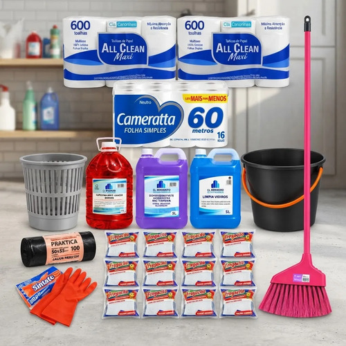Combo Limpieza Apartamento 15l Papel Escoba Y Balde - Imagen 2