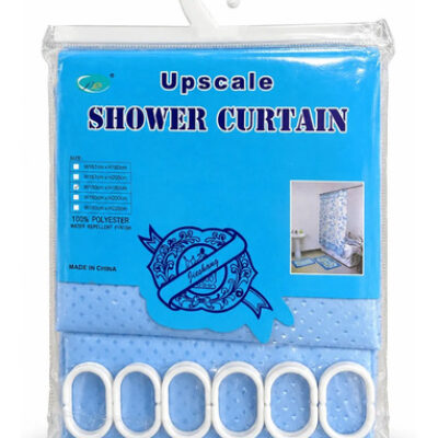Cortina De Baño Upscale Poliéster 180×180 Cm Con Argollas Celeste