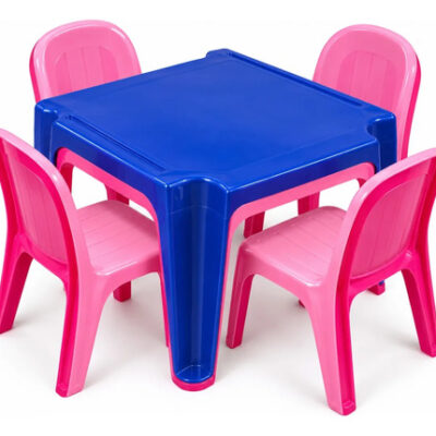 Juego Infantil Atma Mesa Y 4 Sillas Azul Y Rosa