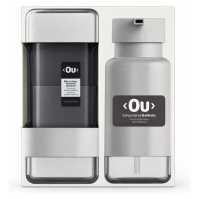 Set De Baño Ou Dispenser Y Portacepillos 2 Piezas Gris