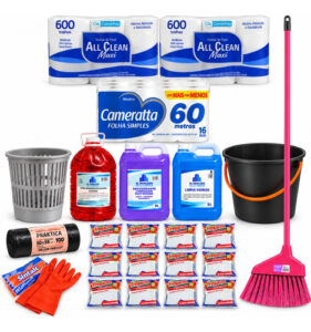 Combo Limpieza Apartamento 15l Papel Escoba Y Balde