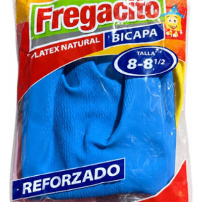 Guantes Fregacito Bicapa Reforzados Talle 8–8½ Azul (1 Par)
