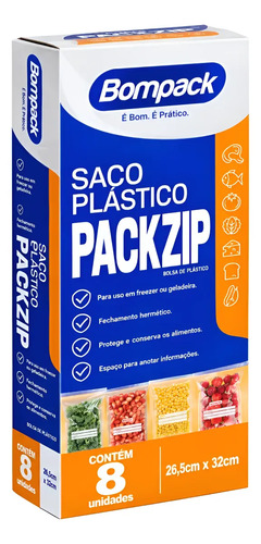 Bolsas Ziplock Bompack 26,5 × 32 Cm, Caja De 8