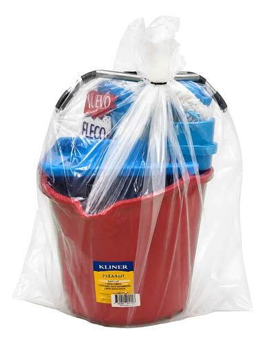 Conjunto Kliner Balde Escurridor Mango Aluminio Rojo Y Azul