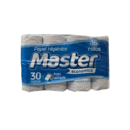 Papel Higiénico Master 16 rollos x 30 mts hoja simple