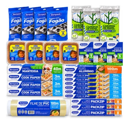 Combo Bompack Cocina 29 Packs Film Aluminio Bolsas Y Papel