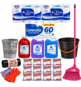 Combo Limpieza Apartamento 15l Papel Escoba Y Balde