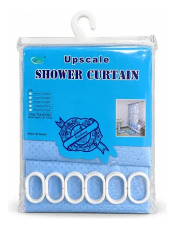 Cortina De Baño Upscale Poliéster 180×180 Cm Con Argollas Celeste