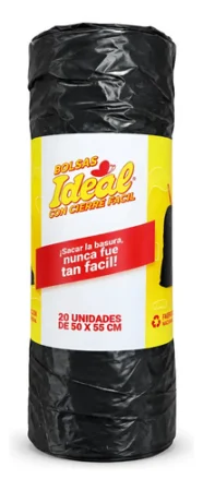 Bolsas De Residuos Cierre Fácil Ideal 50 × 55 Cm, Rollo De 20