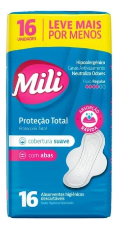 Toallitas Femeninas Mili Protección Total Suave 16 Unidades