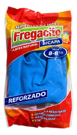 Guantes Fregacito Bicapa Reforzados Talle 8–8½ Azul (1 Par)