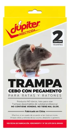 Trampa Adhesiva Júpiter Para Ratas Y Ratones, Envase De 2