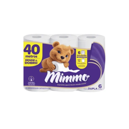 Papel higiénico Mimmo doble hoja 40 m — 6 rollos