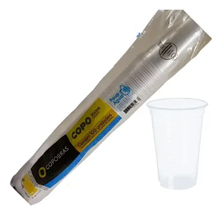 Vasos descartables transparentes 300 ml — 100 unidades